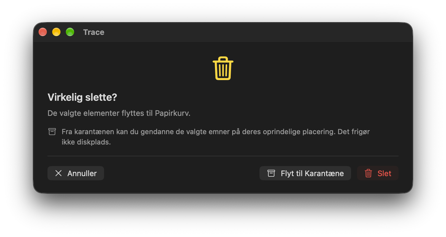 Bekræftelse før flytning til papirkurven