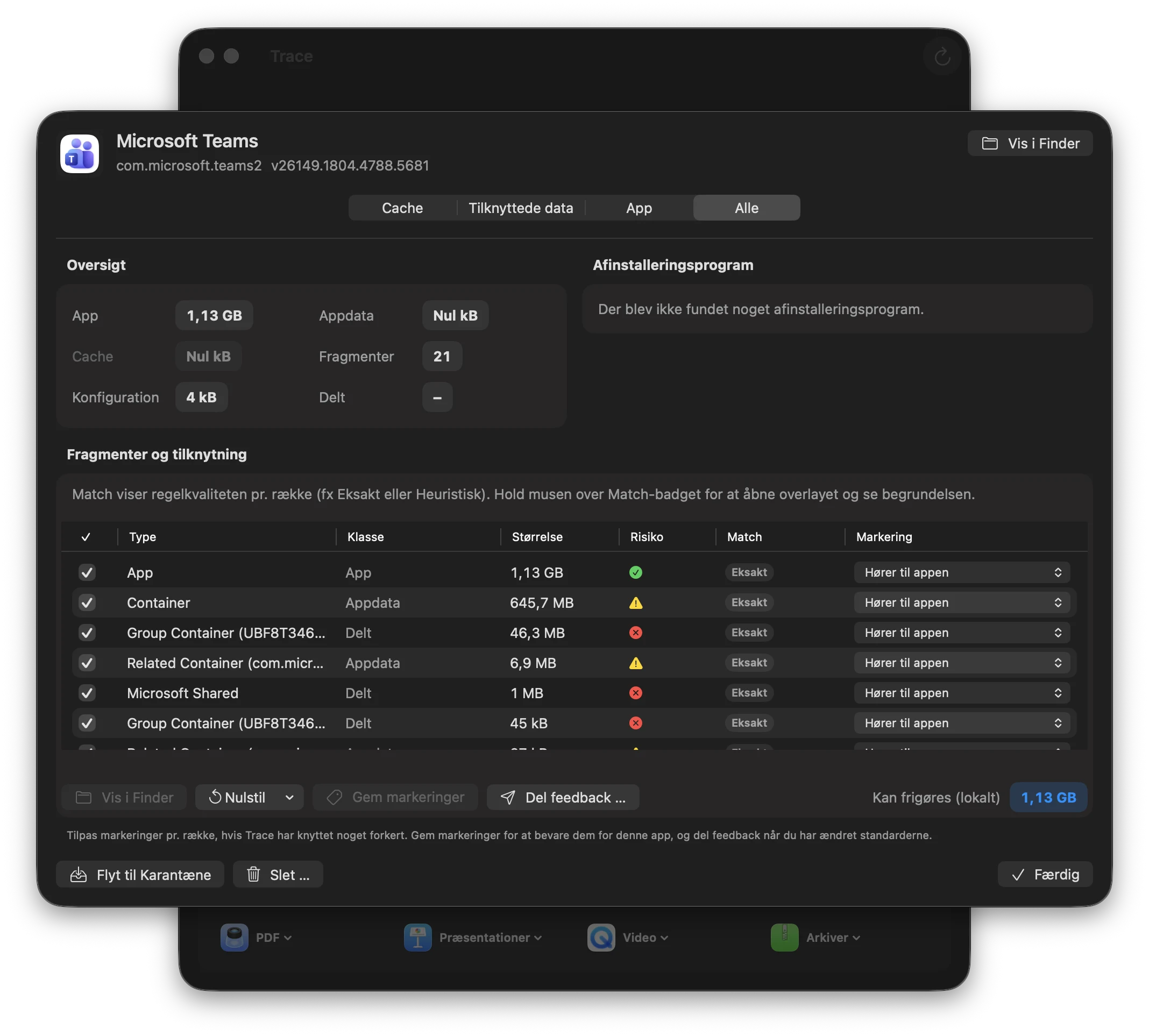 Trace App-inspekt&oslash;r