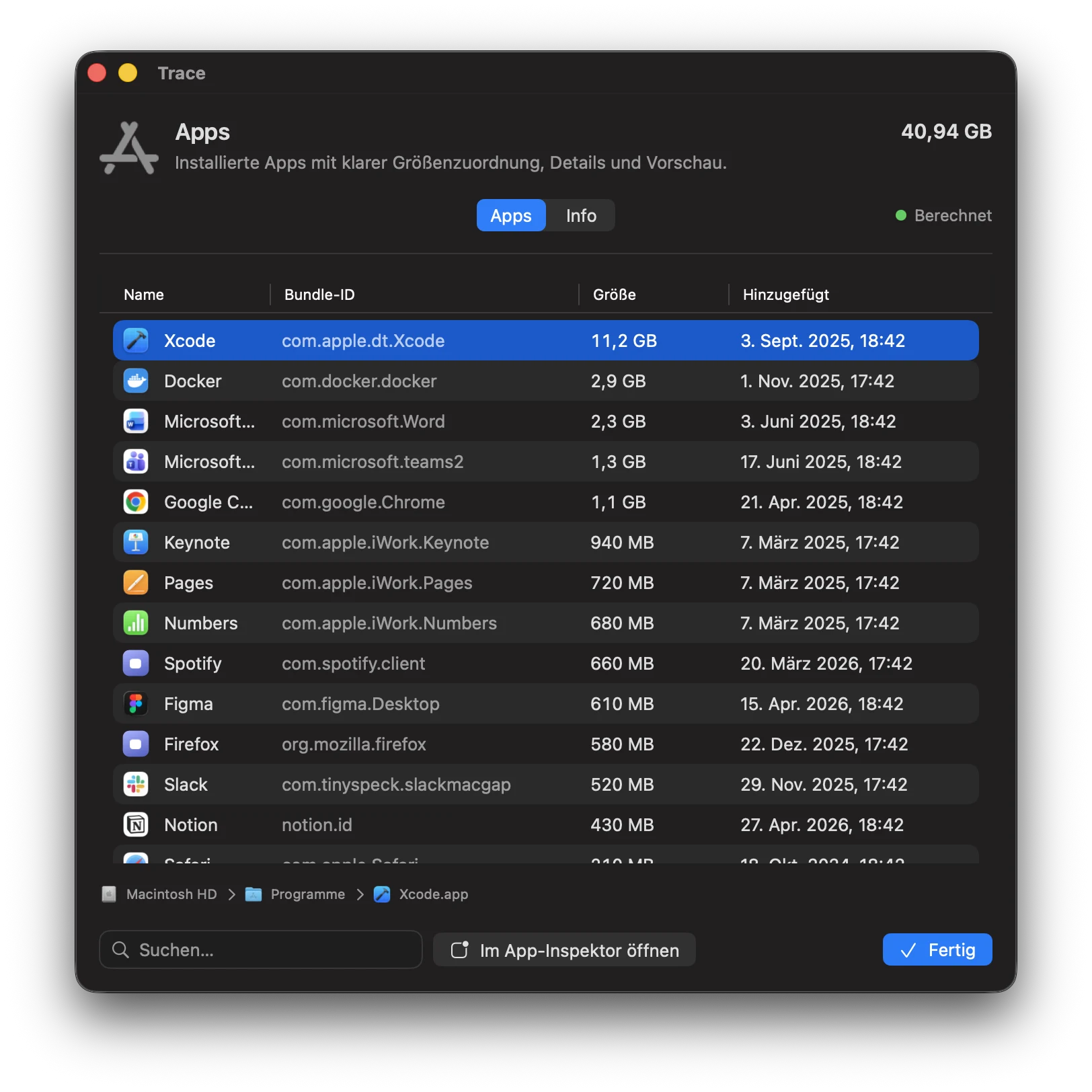 Screenshot: Apps-Kategorie