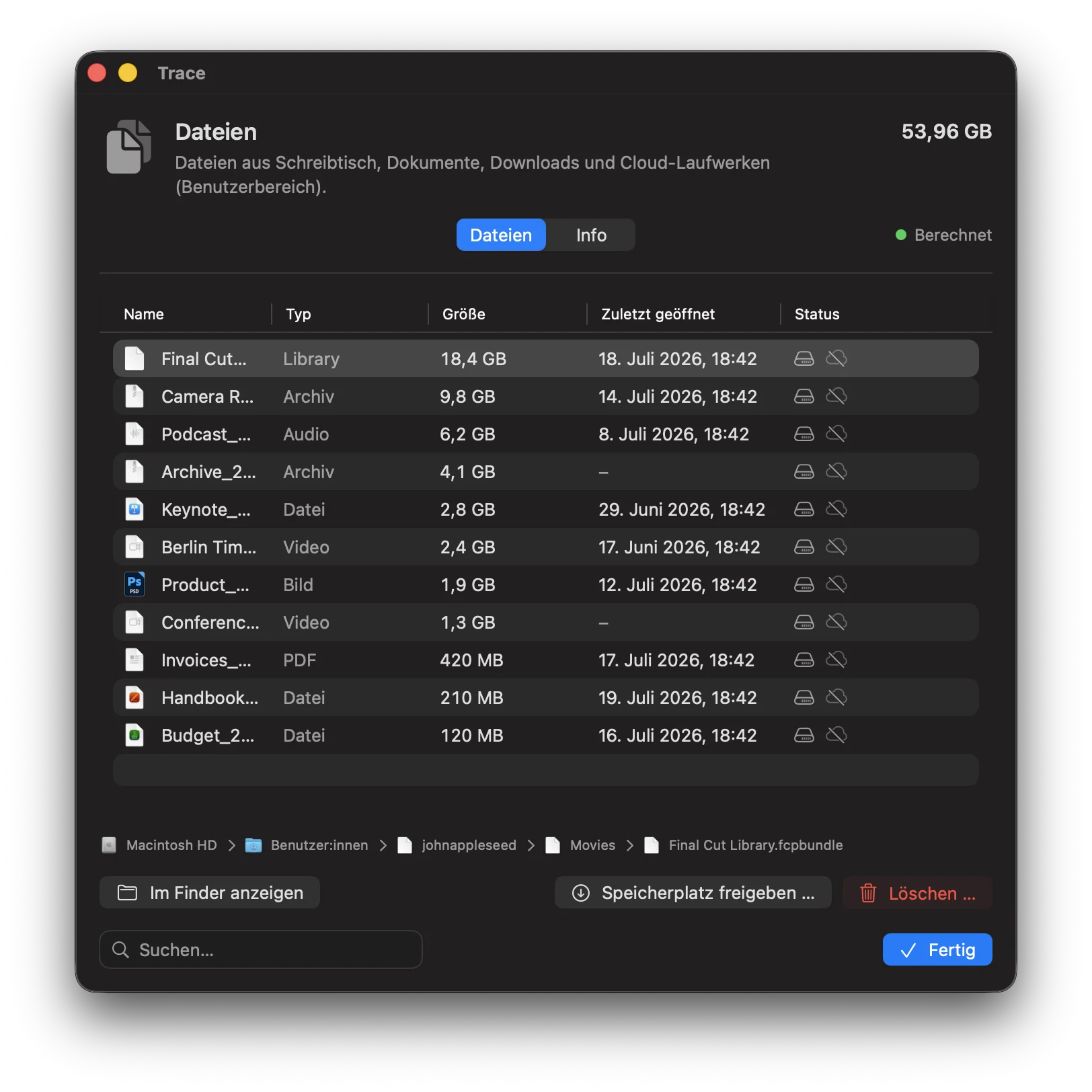 Screenshot: Dateien-Kategorie
