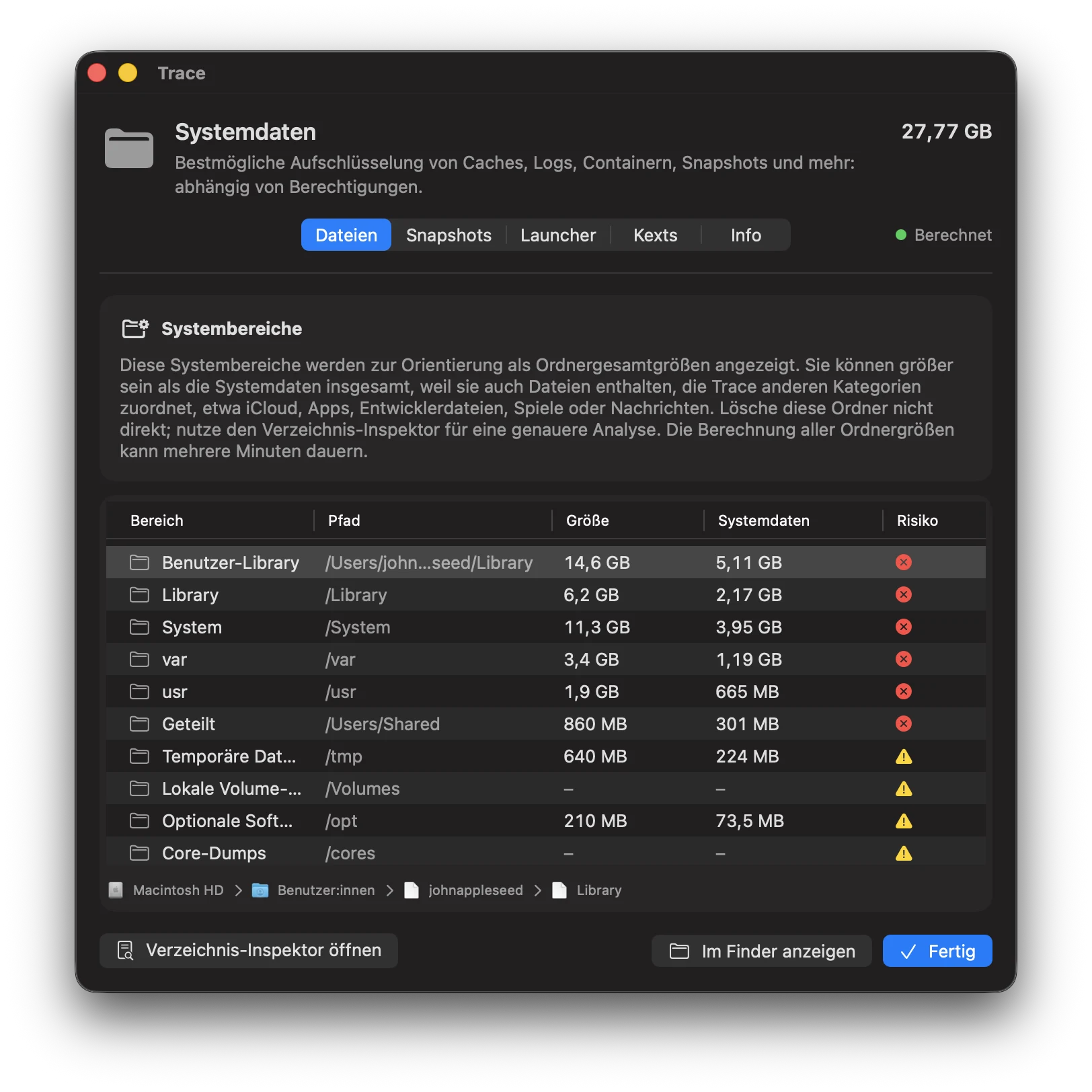 Systemdaten auf macOS aufgeschl&uuml;sselt