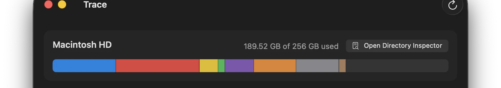 Screenshot: Storage bar in dashboard