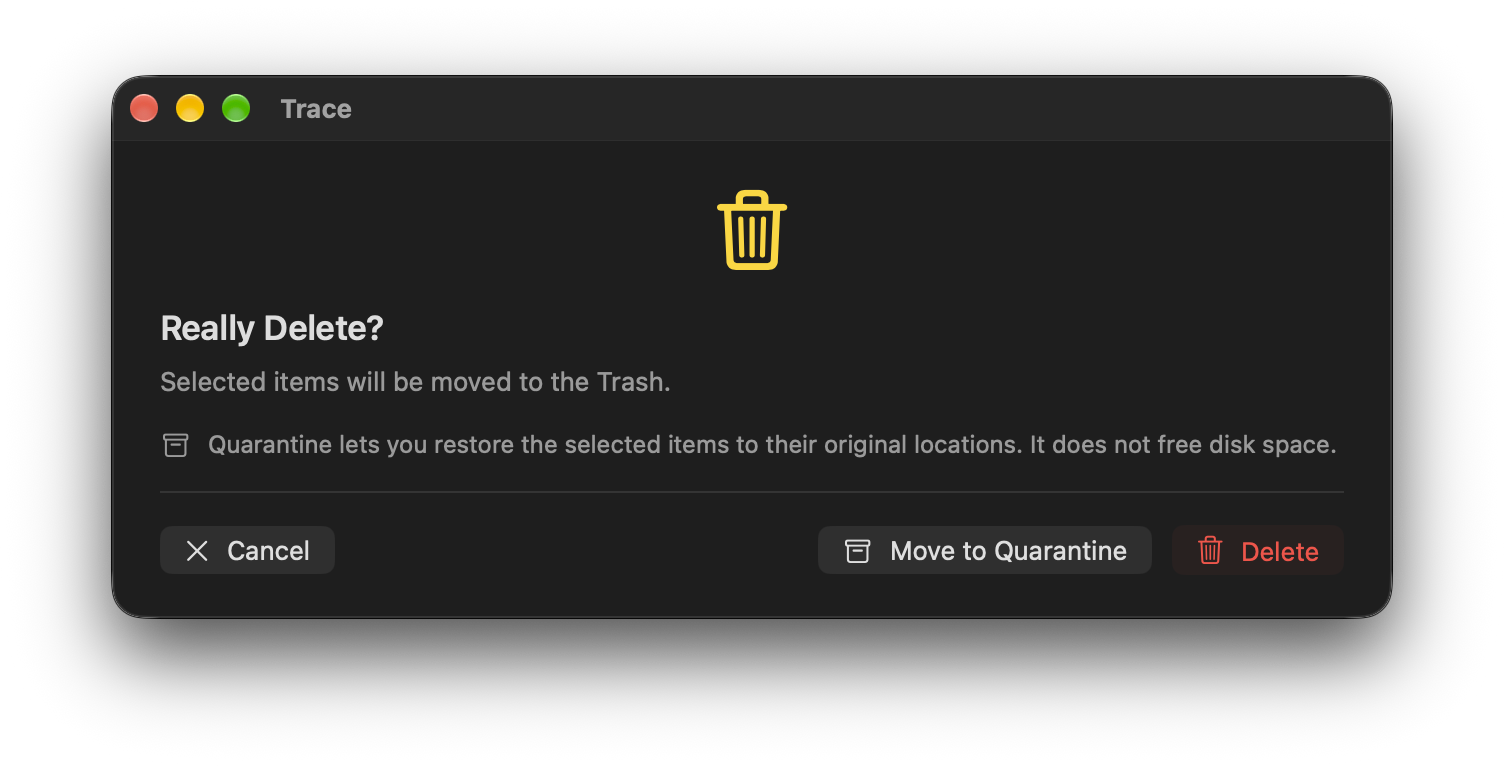 Confirmation before moving items to the Trash