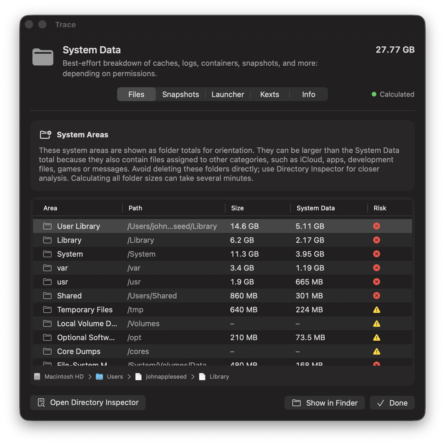 System Data breakdown on macOS