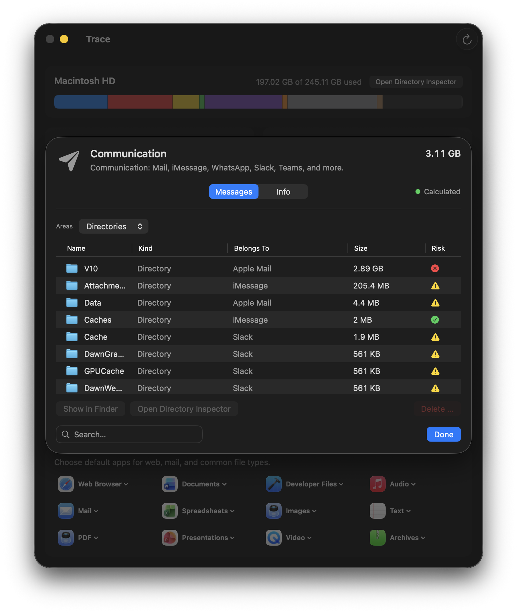 Screenshot: Kommunikation-Kategorie