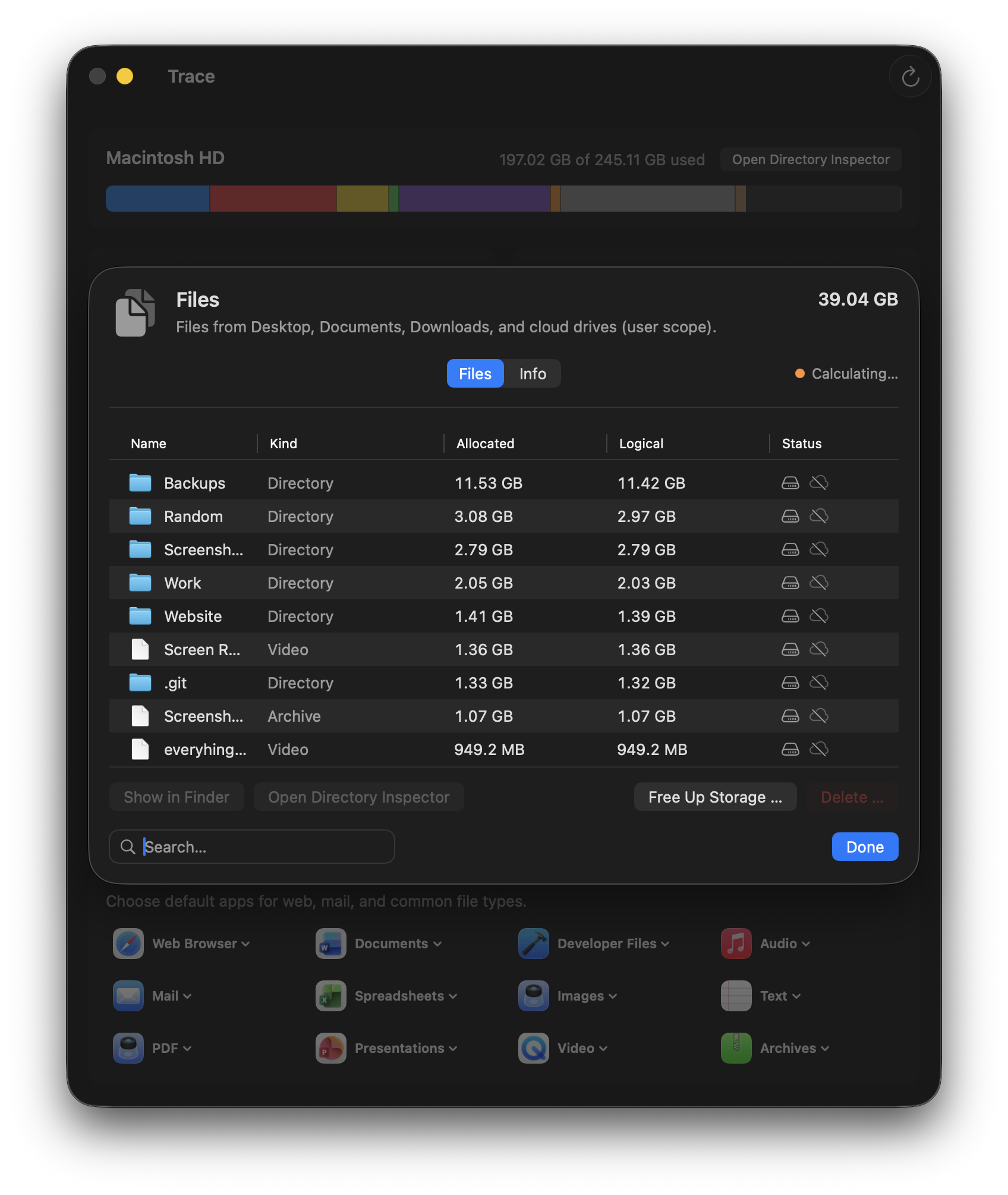 Screenshot: Dateien-Kategorie