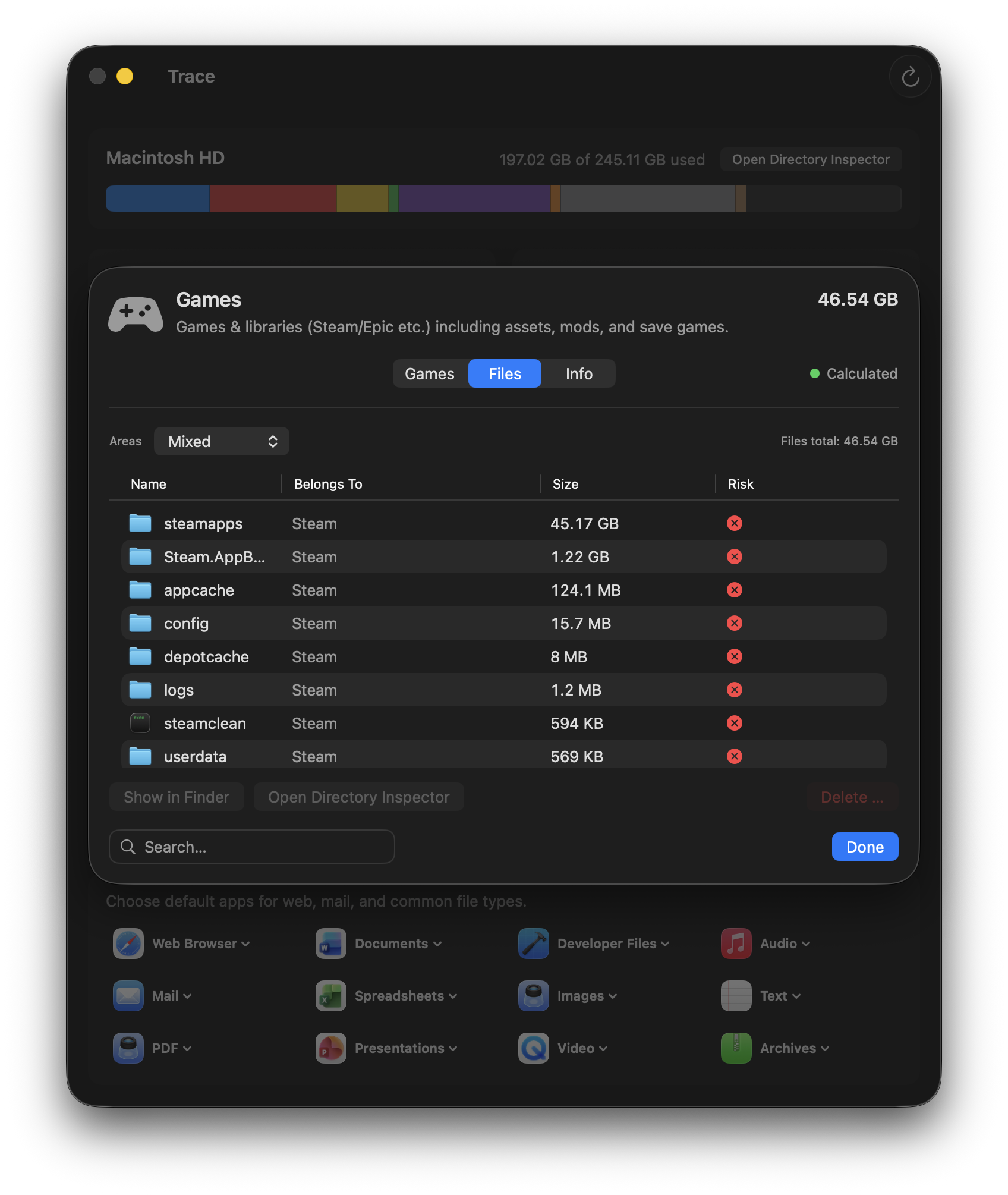 Screenshot: Spiele (Files-Tab)