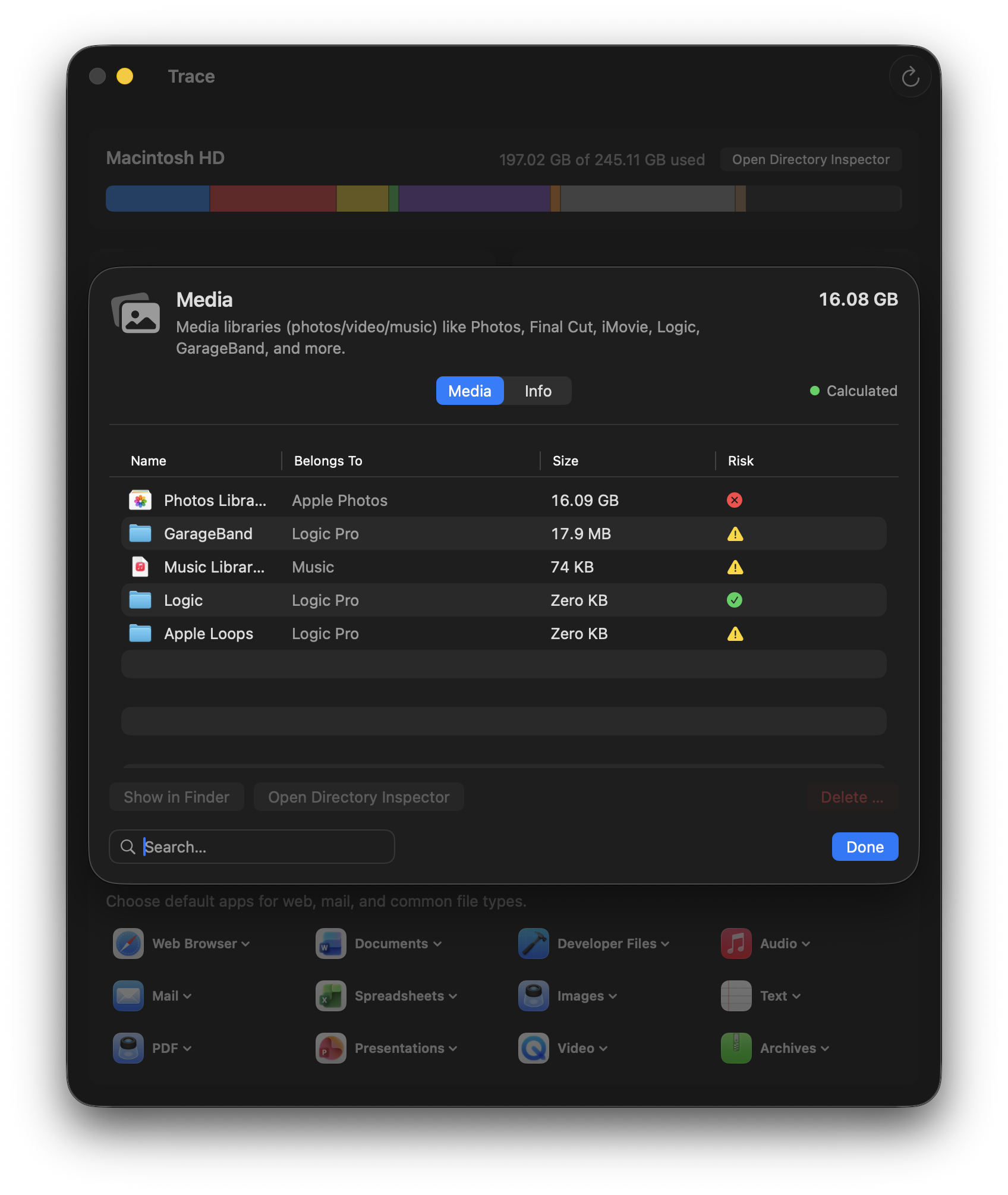 Screenshot: Medien-Kategorie