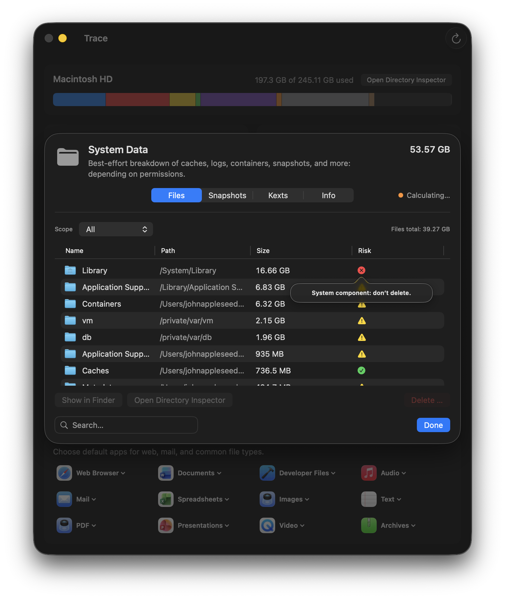 Screenshot: Systemdaten (Files-Tab)