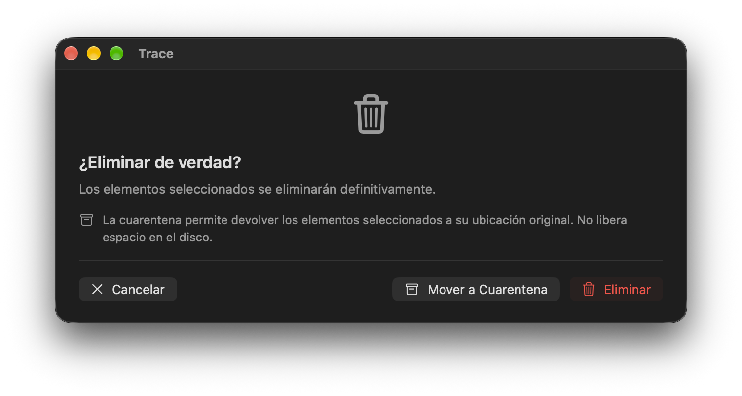 Confirmación de bajo riesgo sin aviso adicional de copia de seguridad