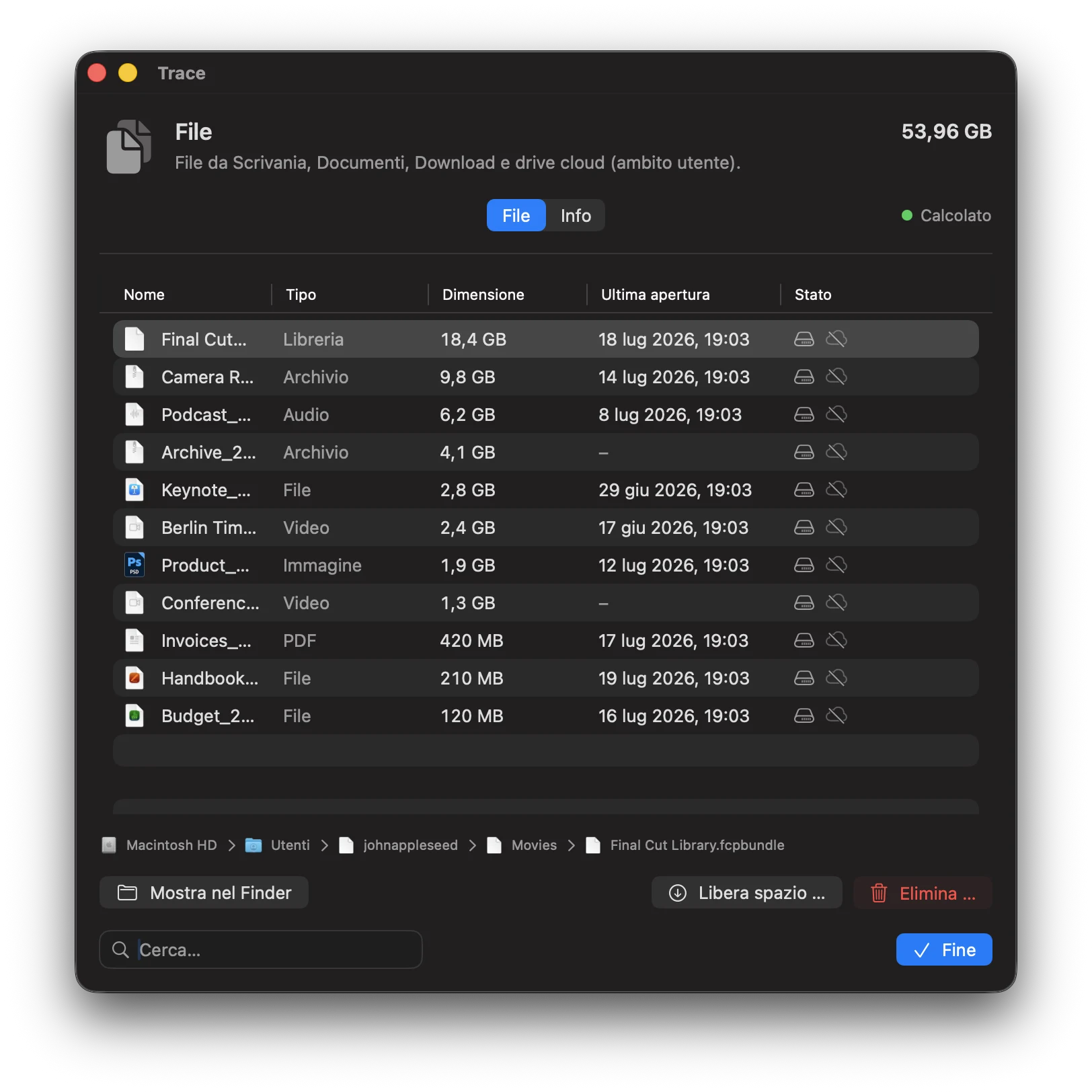 Screenshot: categoria File