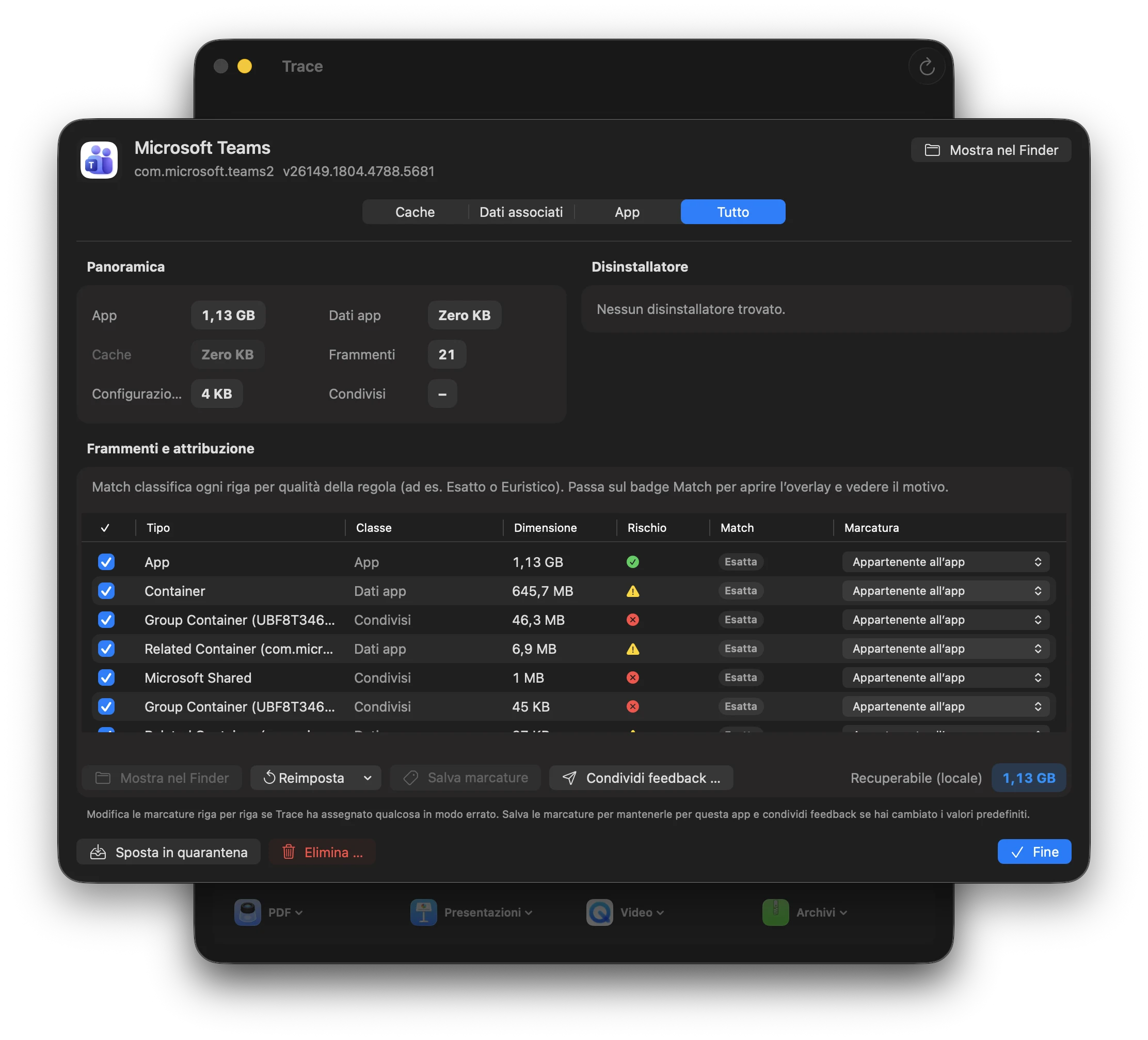 Ispettore app di Trace